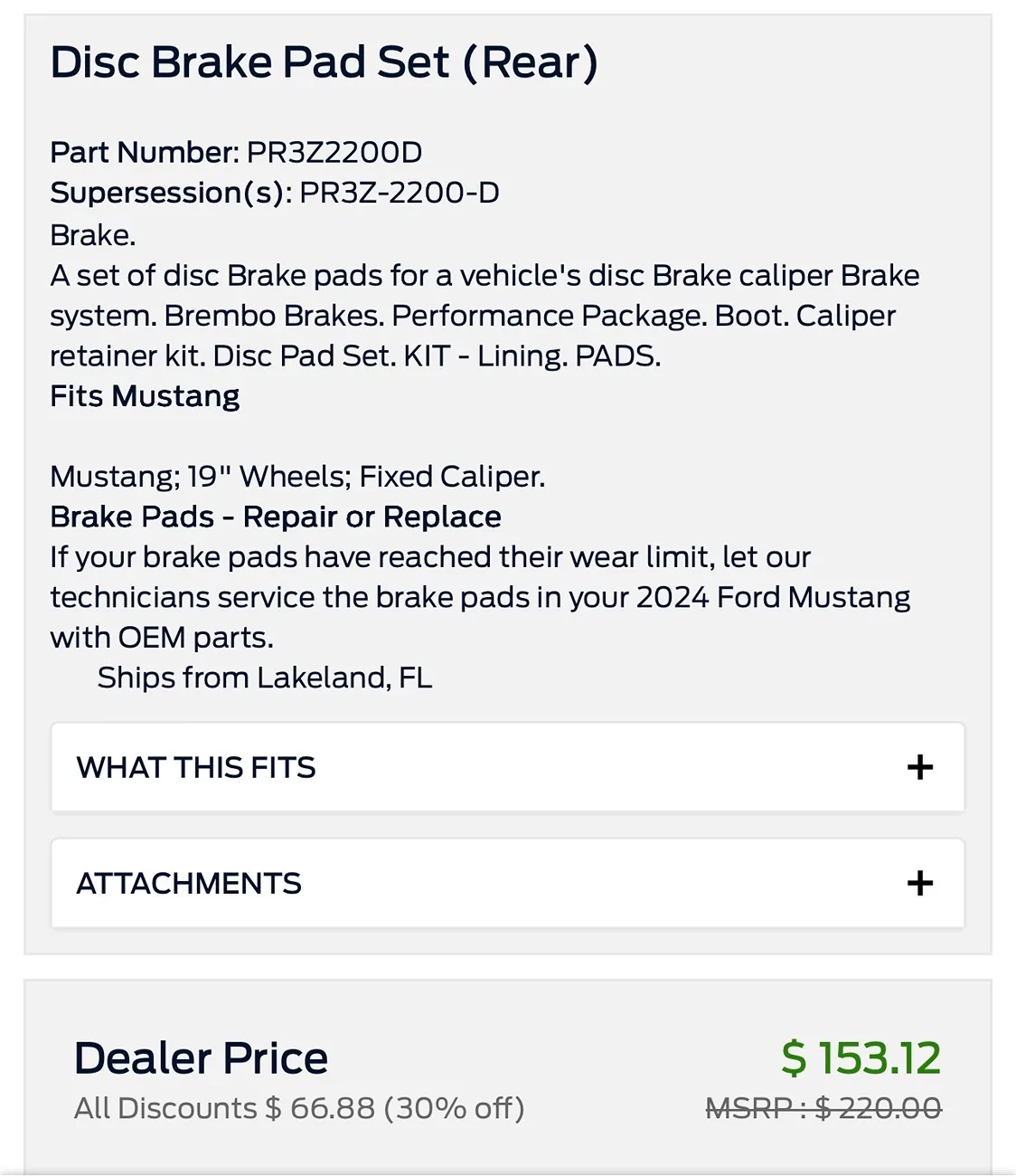 S650 Mustang PP brake pads and rotors part numbers IMG_4068