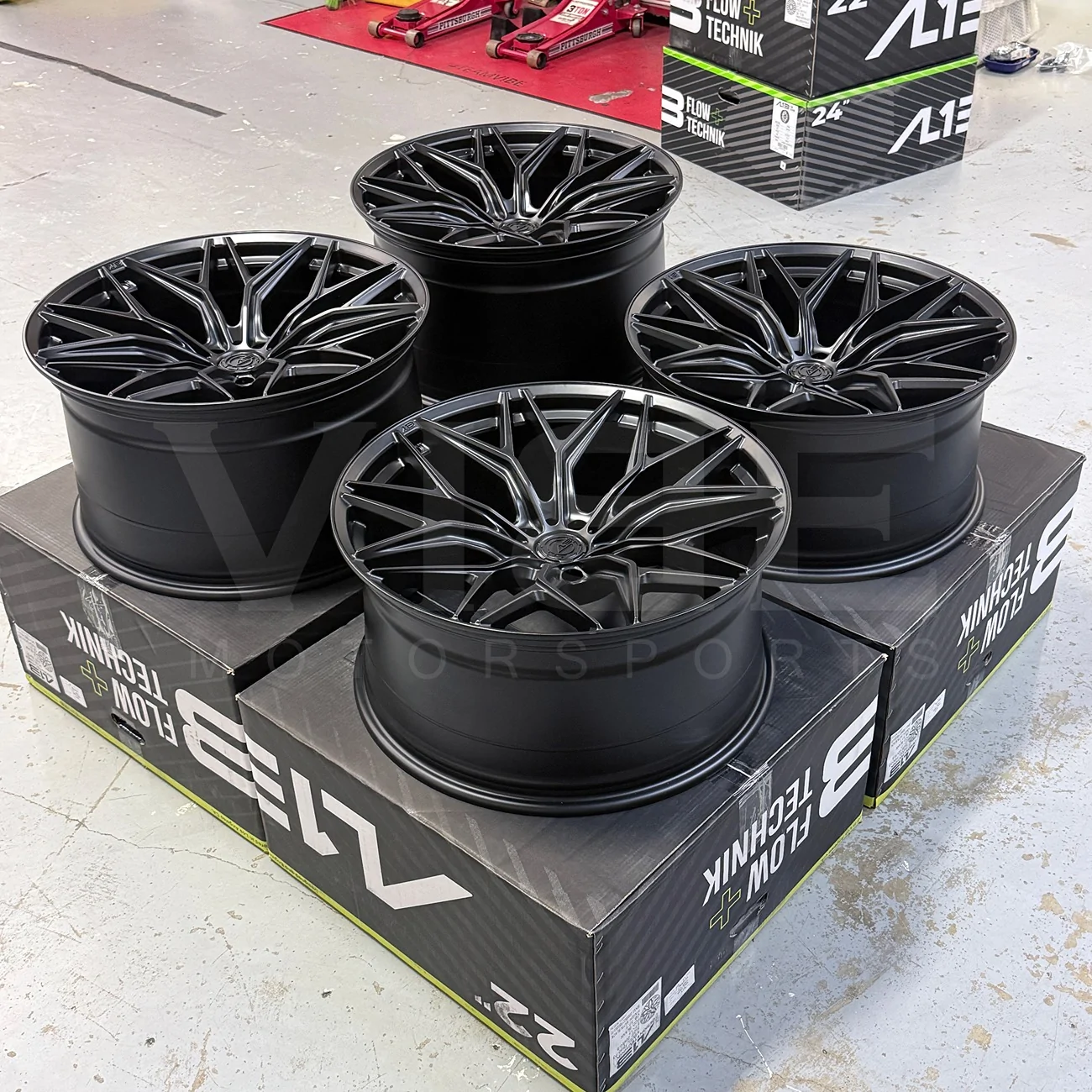 S650 Mustang AL13 Flow Technik Series FR80 FR100 Wheels 19/20/21/22/24" Wheels: Vibe Motorsports al13-flow-technik-fr80-satin-black-wheels-12