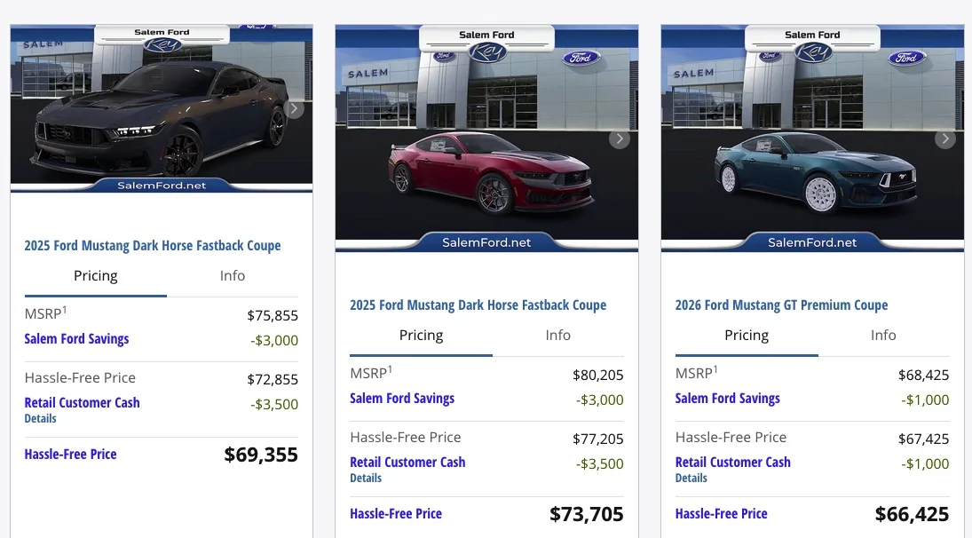 S650 Mustang Dark Horse Mustang Gets First Discount Sale! $3,500 Cash Incentive/Rebate Being Offered Salem_frod_NH
