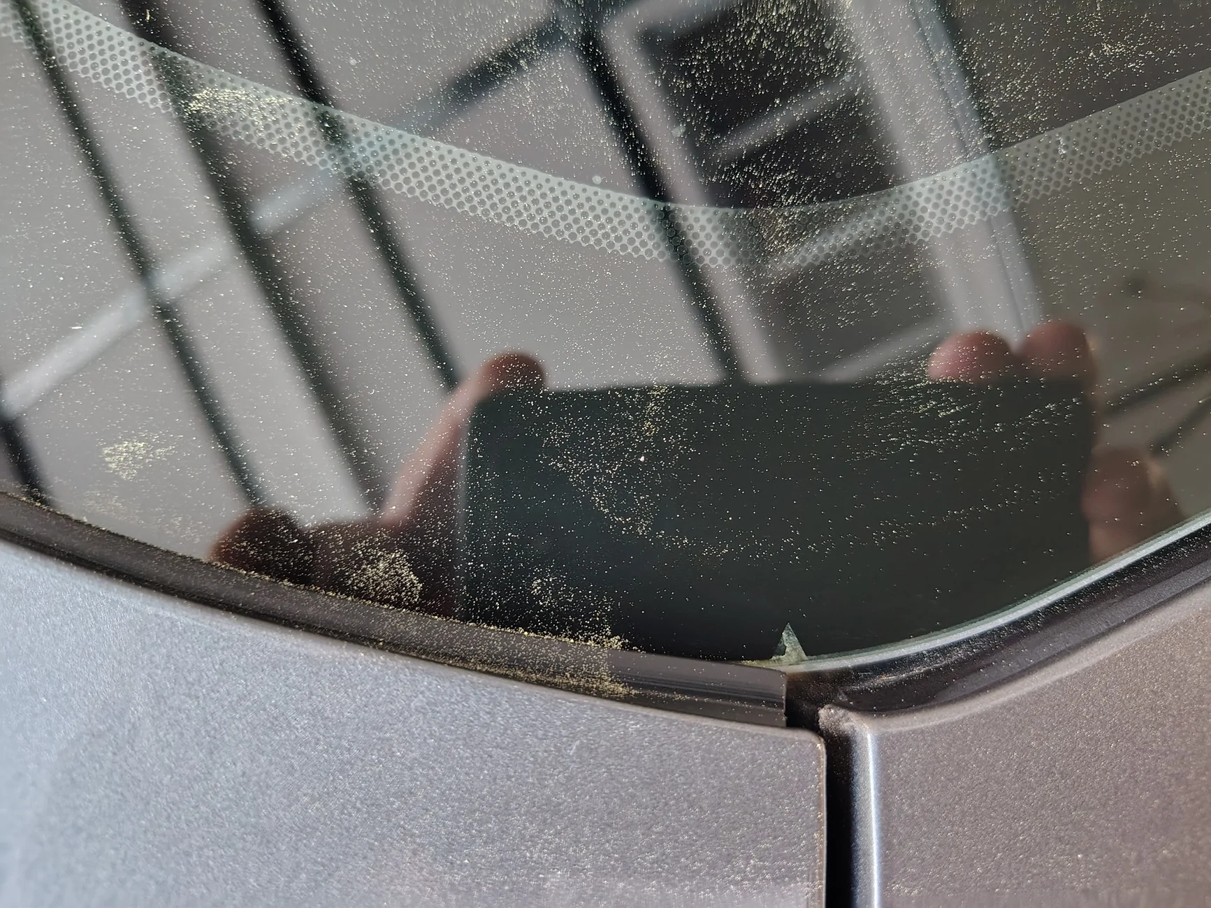 S650 Mustang Does anyone else have these on their rear window glass? IMG_20260321_183742692_HDR