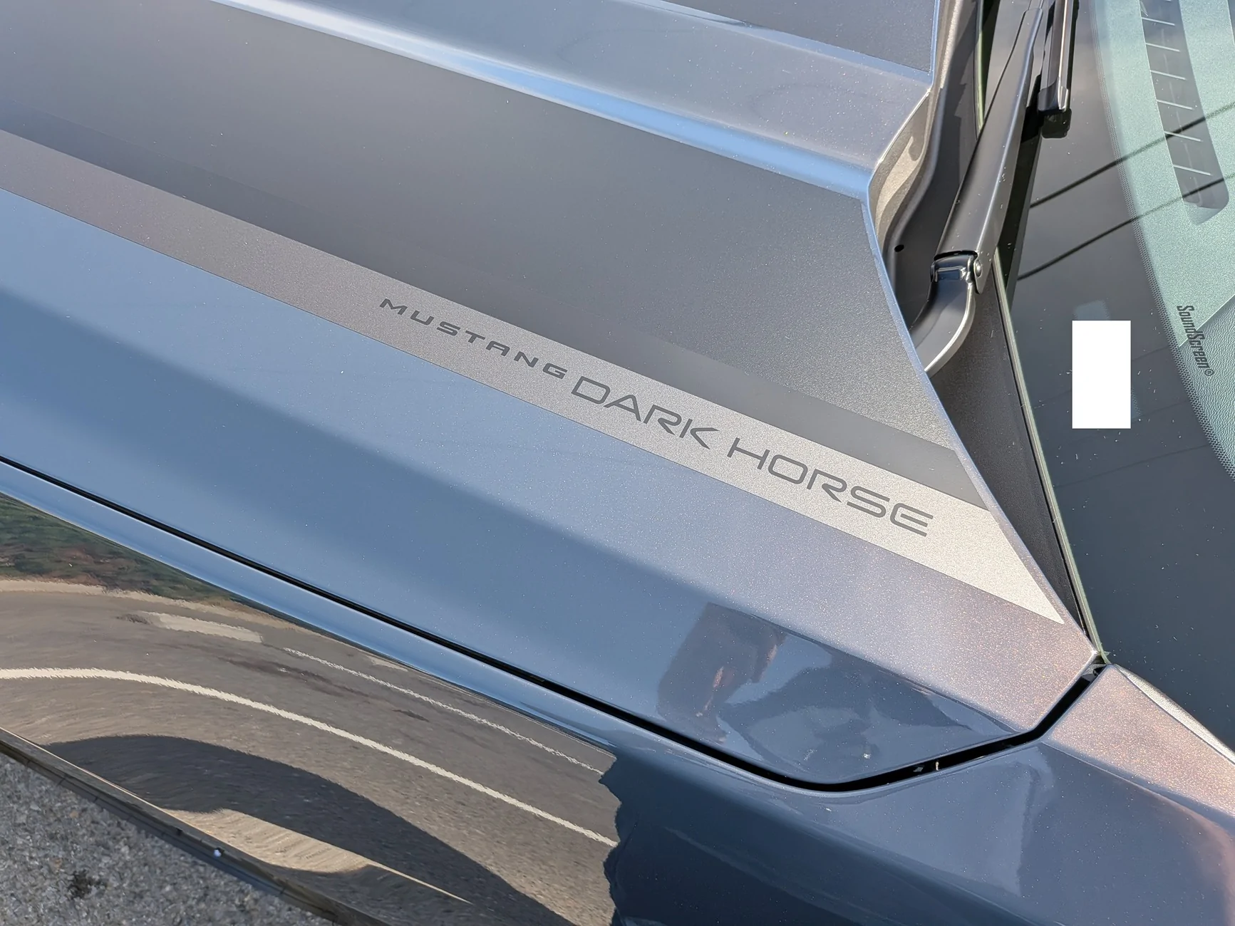 S650 Mustang I have a 2024 Mustang Dark Horse after a wash my Vinyl stripes were hard water spotted on one side. Has anyone experienced that issue? Blue Ember Hood