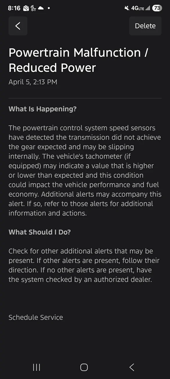 S650 Mustang Powertrain Malfunction / Reduced Power error on brand new mustang. Screenshot_20260406_081646_Ford