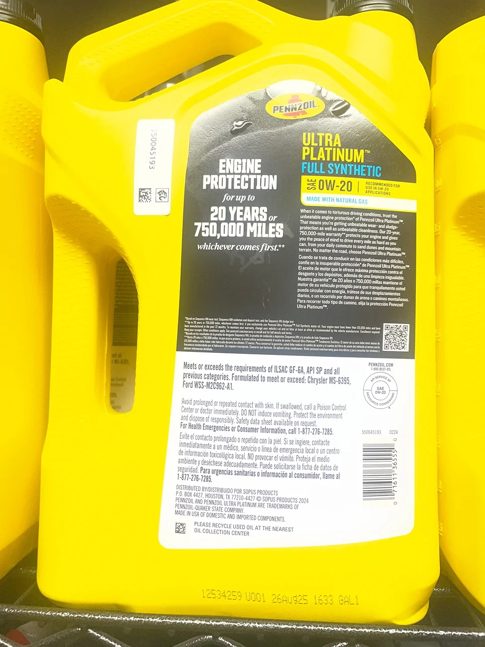 S650 Mustang New Ford Full Synthetic API SQ Oil is out. IMG_3874