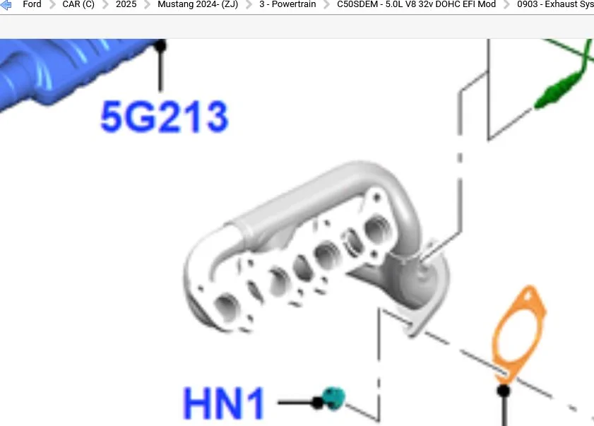 S650 Mustang Mustang GTD parts are now in Ford parts database Mustang GT exh man