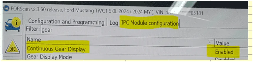 S650 Mustang A10 -- how to get Current Gear Indicator displayed, without Forscan? 562784-984a1fd8ad8b707330b1ff86a77ed21