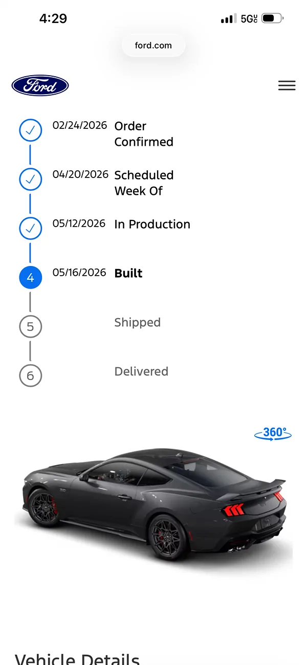 S650 Mustang Order in production for 12 days with no update IMG_5370