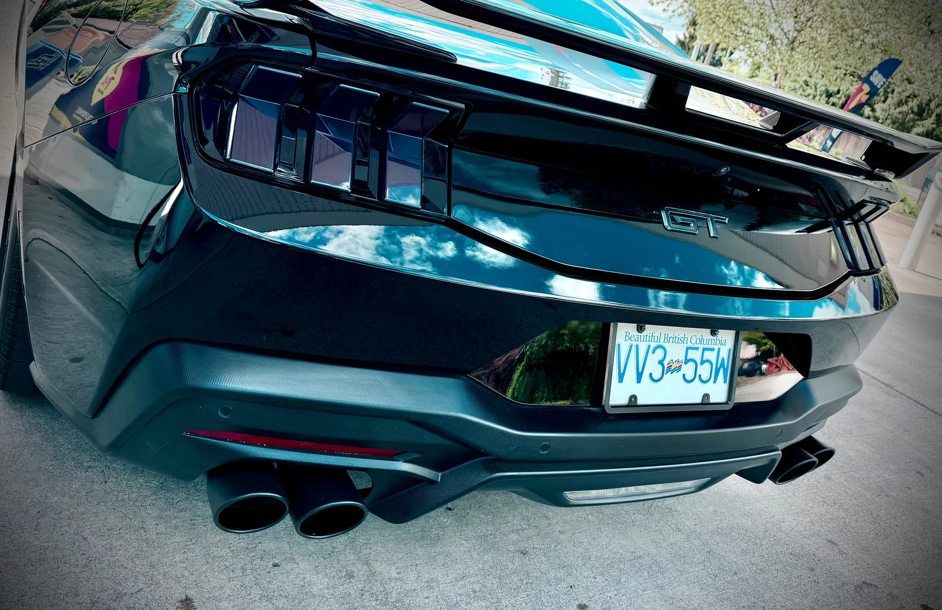 S650 Mustang Black exhaust tips installed IMG_2272