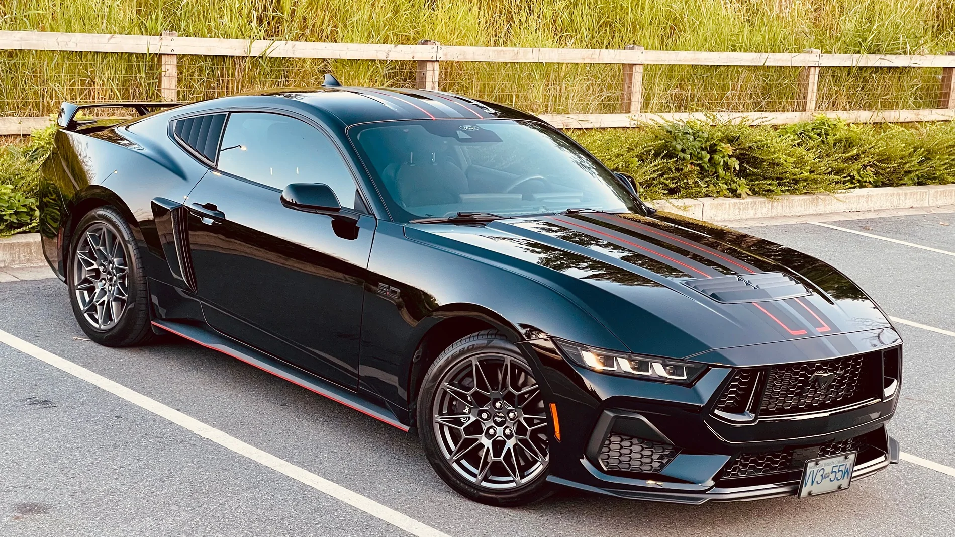 S650 Mustang Red calipers on Carbonized Gray Dark Horse — good idea or leave them black? IMG_5339