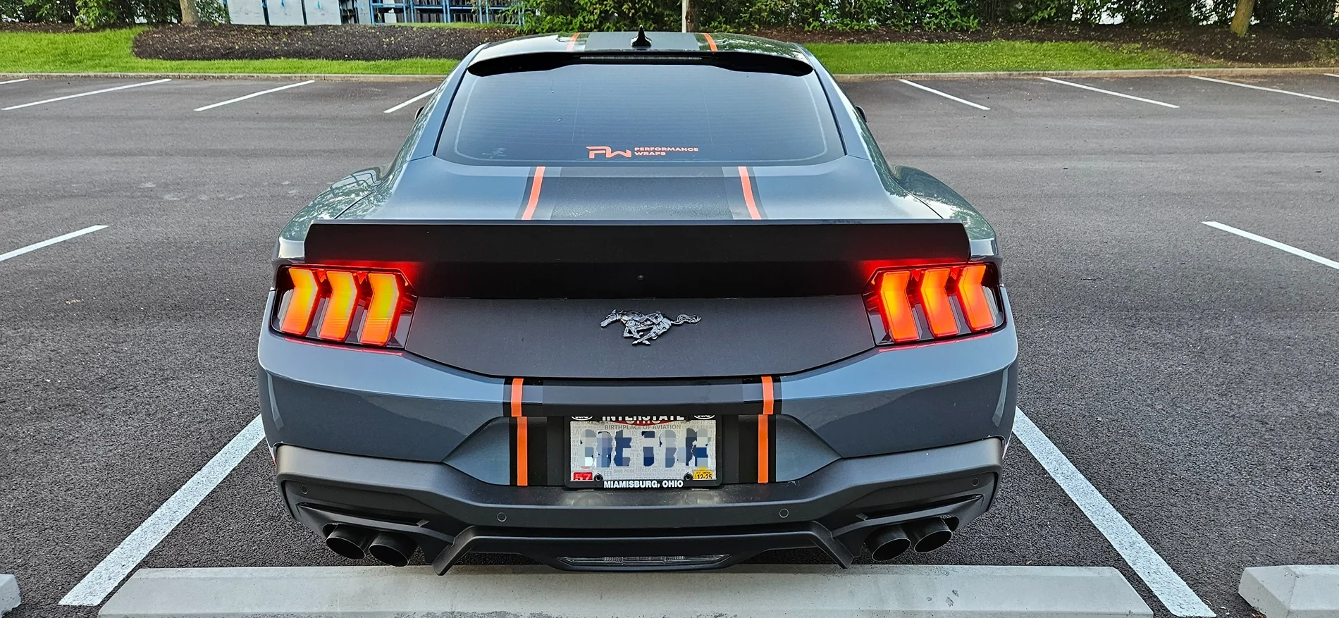 S650 Mustang Anybody wrapped area between tail lights black? 20240502_064107