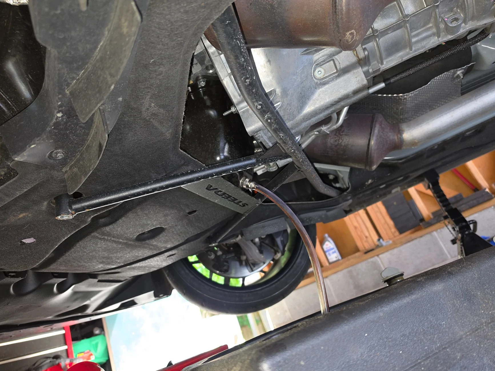 S650 Mustang Changing oil filter through wheel well 846