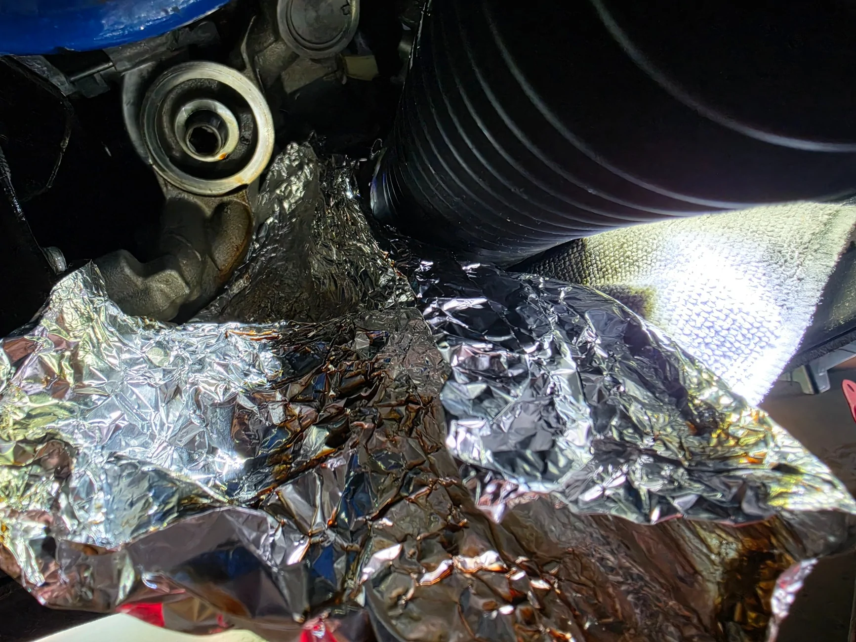 S650 Mustang Changing oil filter through wheel well 926