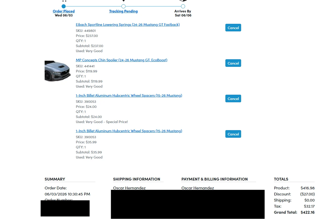 S650 Mustang Open Box Steals from American Muscle Screenshot 2026-06-04 101106