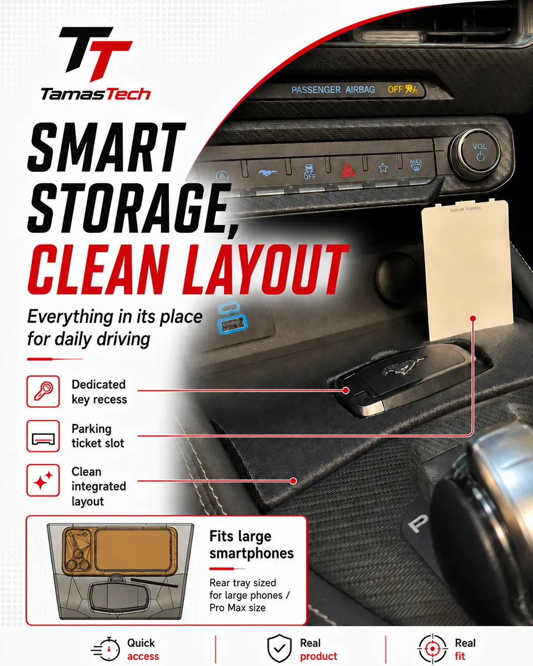 S650 Mustang Ford Mustang S650 Console Organizer Tray | Key Fob, Phone, Ticket Slot 1b6e3619-0ae9-48bd-b302-efee8ce23fe1