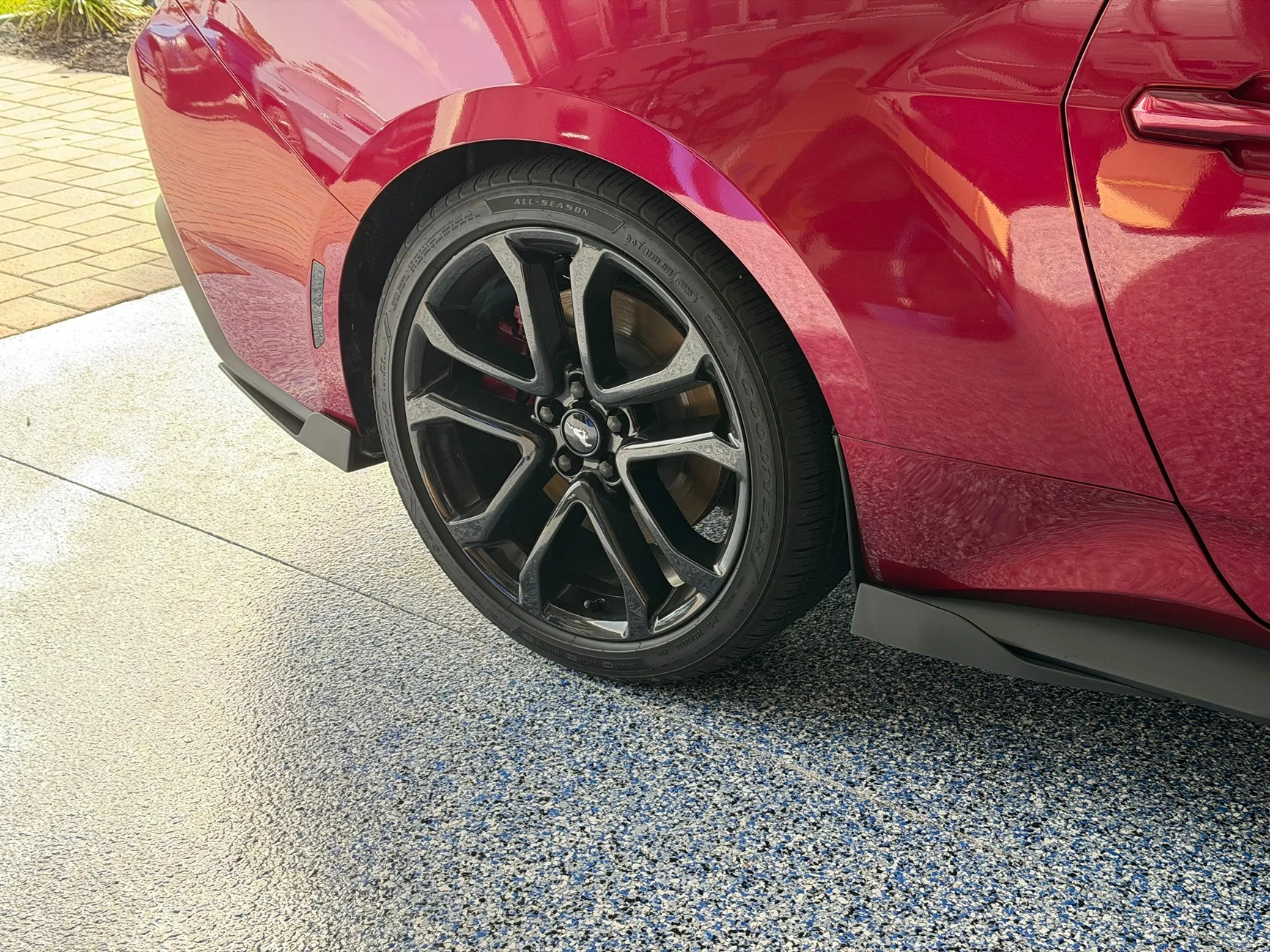S650 Mustang OEM 20X9 powder coated black with Goodyear tires 1800 miles IMG_1680