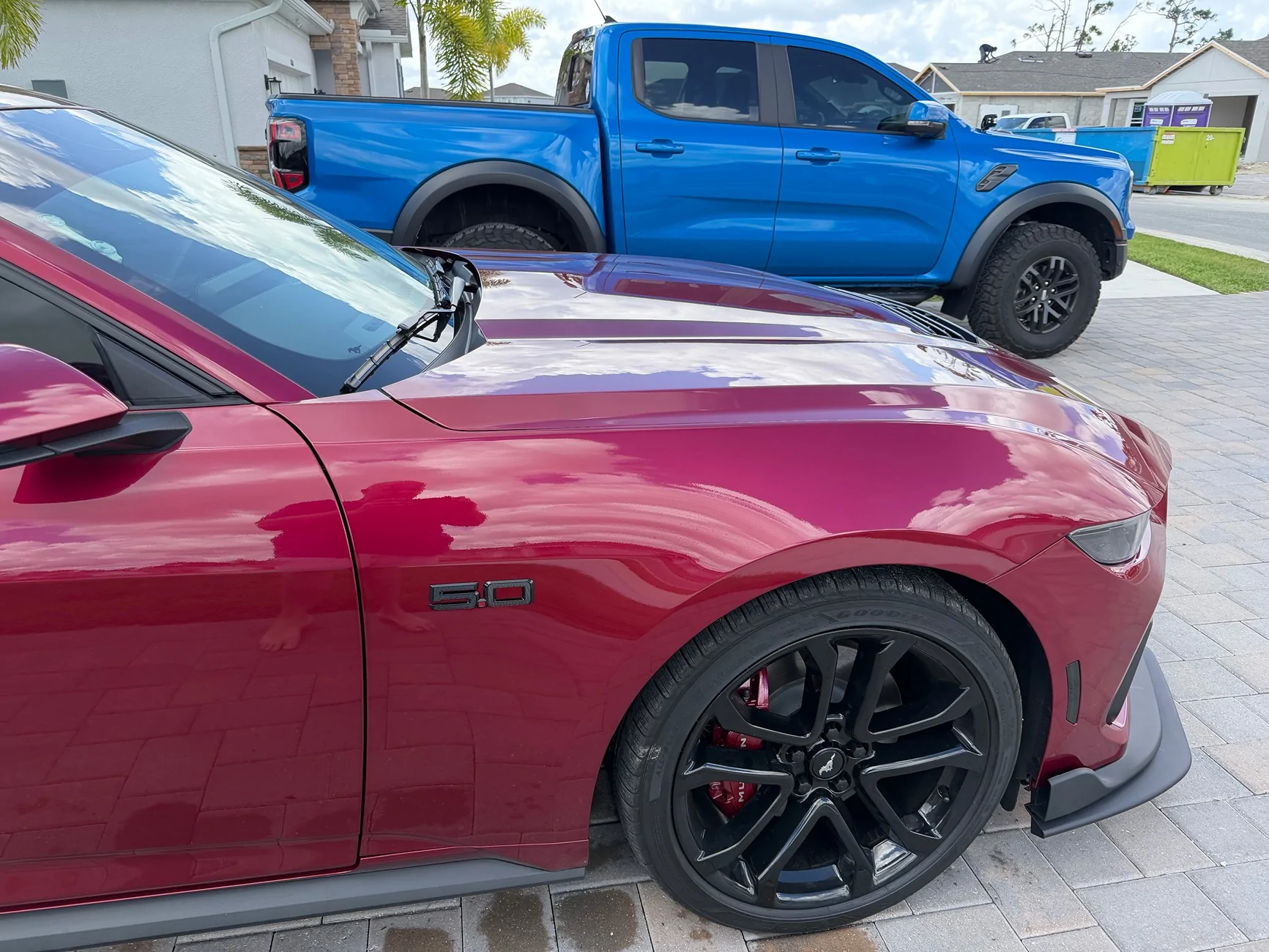 S650 Mustang OEM 20X9 powder coated black with Goodyear tires 1800 miles IMG_1094