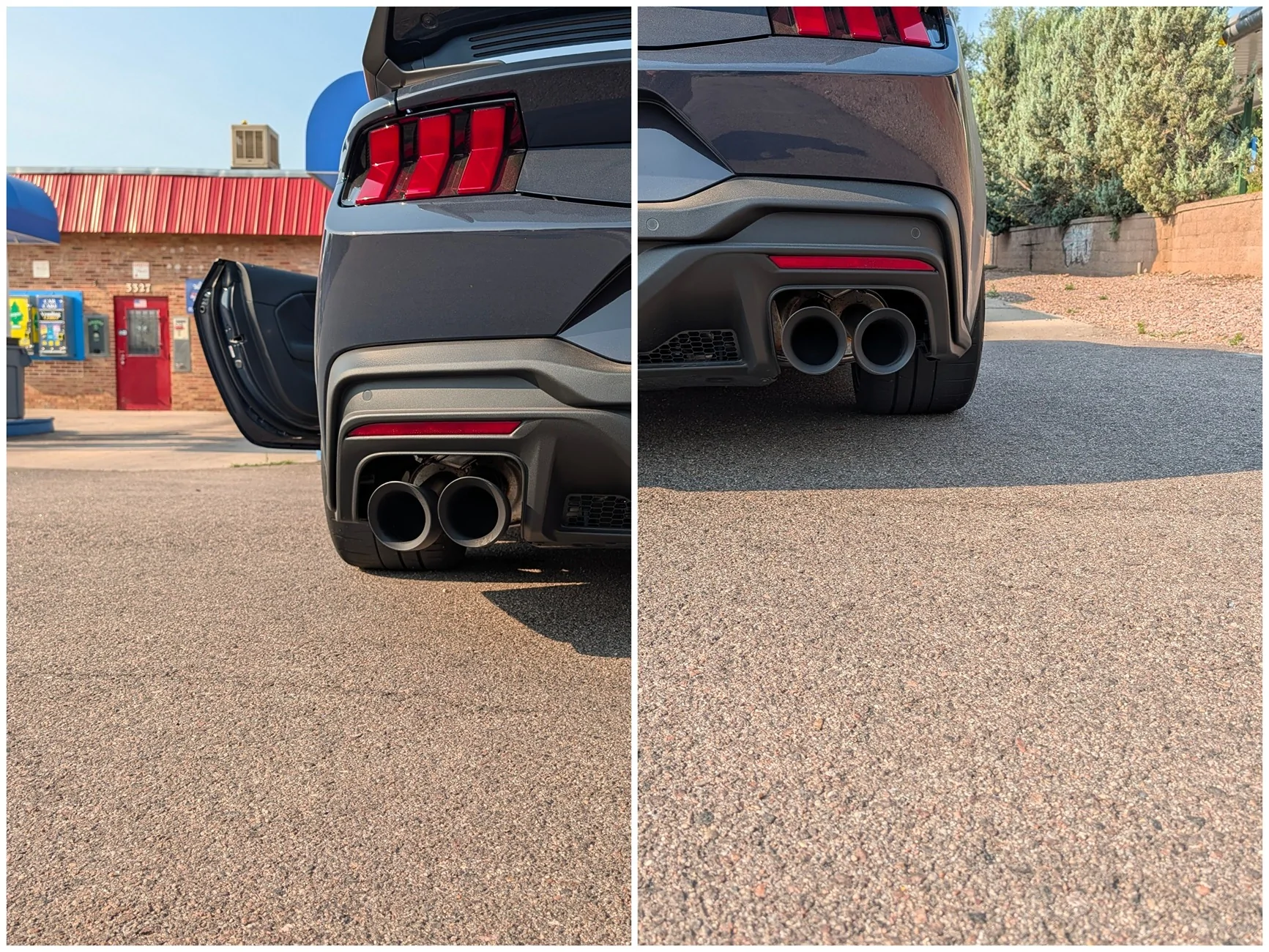 S650 Mustang Exhaust Tip on DH Driver Side Looks Misaligned tips long shot
