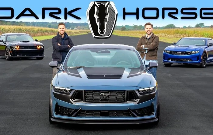 Throttle House: Dark Horse Mustang vs 392 Challenger vs Camaro ( Drag Race , Roll Race & Track Times )