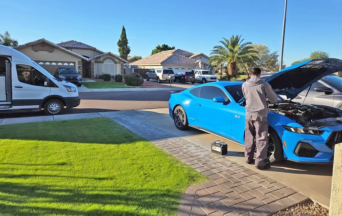 Battery replacement by Ford Mobile Service.