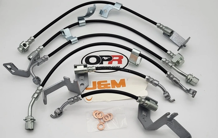 J&M Brembo 6 Piston and Dark Horse Braided Brake Lines In Stock at OPMustang.com